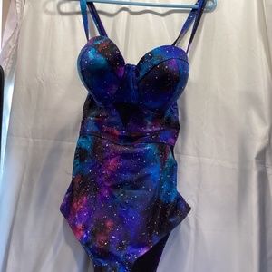 TORRID VIXEN GALAXY CUTOUT MESH UNDERWIRE PUSH UP ONE PIECE SWIMSUIT 3 3X 22-24